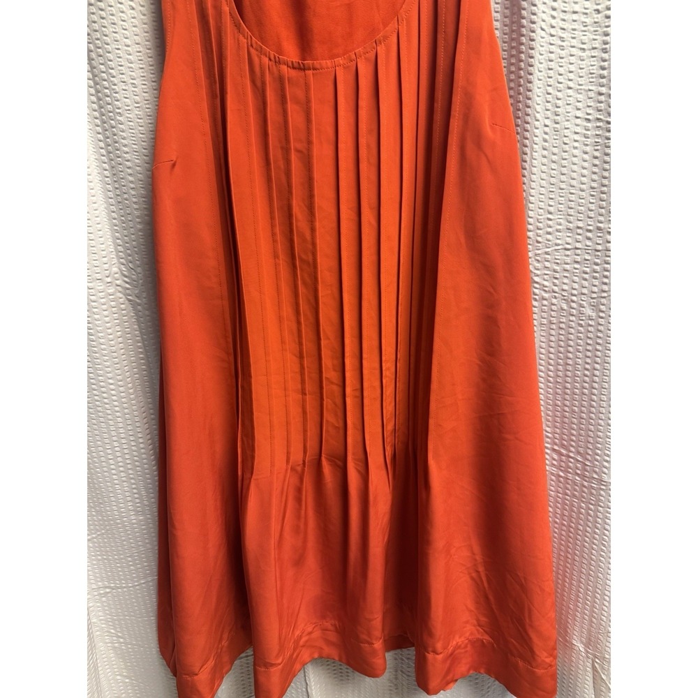 Lauren Ralph Lauren Pleated Red Orange Sleeveless Shift Dress 14P Lined - Picture 2 of 10